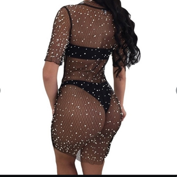 Sheer black w/ detailing cover up- Large NWT - Picture 2 of 3